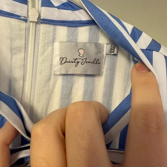 Dainty Jewells Blue and White Striped Long Sleeve Dress - Picture 4 of 5